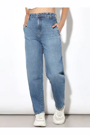 ONLY Women Baggy Slouchy Fit High-Rise Light Fade Stretchable Jeans