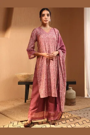 Bani Women Floral Printed Chanderi Silk Kurta with Trouser & Dupatta