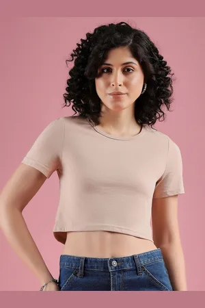 Mayra Women Solid Round Neck Cotton T-shirt