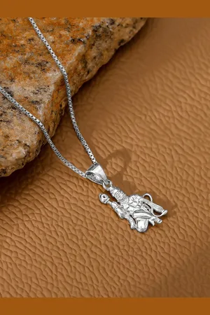 GIVA Men 925 Sterling Silver Rhodium-Plated Anjaneya Pendant with Chain