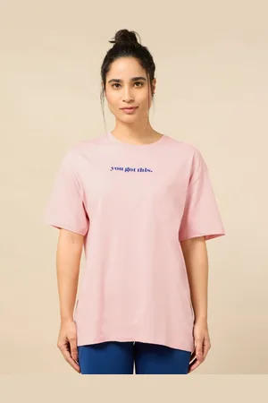 Cult Women Bio Finish Typography Printed Round Neck Cotton Oversized T-shirt
