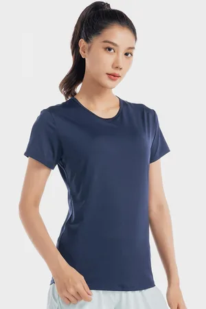 DECATHLON Women Solid Round Neck T-shirt