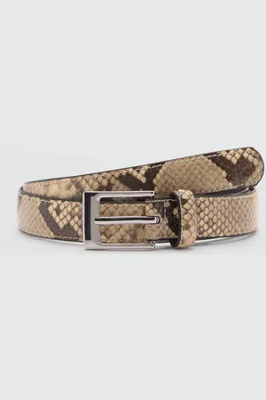MANGO Women Snake Skin Textured Belt