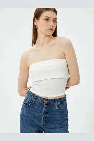 Koton Solid Strapless Tube Crop Top