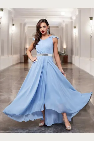 Miss Chase Women V-Neck Georgette Maxi Dress With Belt