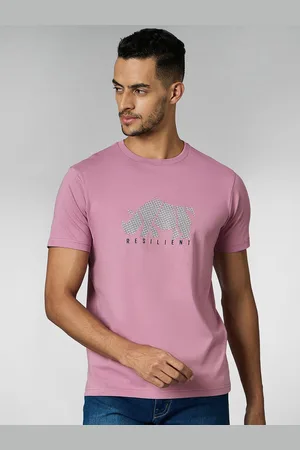 LOUIS STITCH Men Super Combed Cotton Mauve Pink Regular Fit Round Neck T-Shirt