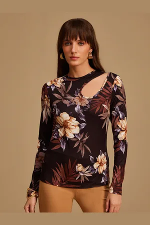 Kazo Women Brown Floral Print Top