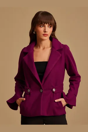Kazo Women Maroon Peplum Sleeves Tailored Jacket