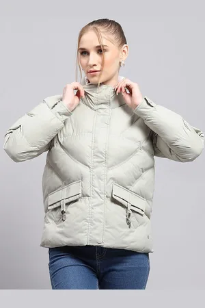 Monte Carlo Women Mock Collar Solid Casual Puffer Jacket