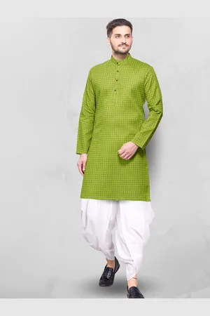 SHIWAM ETHNIX Geometric Printed Mandarin Collar Staright Kurta With Dhoti Pants