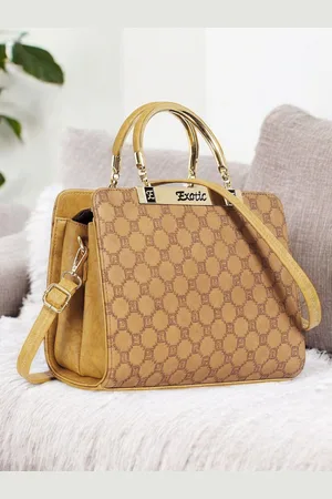 EXOTIC Women Brand Logo Printed Structured Handheld Bag