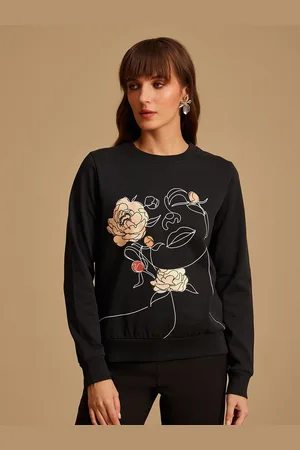 Kazo Floral Printed Cotton Pullover Sweatshirt