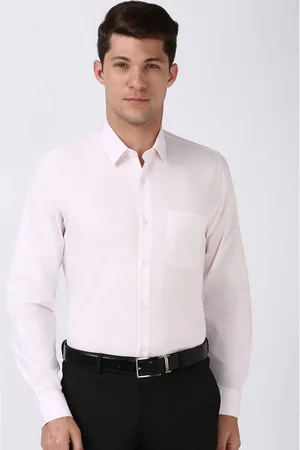 Peter England Men Spread Collar Solid Cotton Slim Fit Formal Shirt