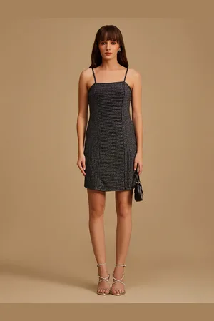 Kazo Women Grey & Black Bodycon Dress
