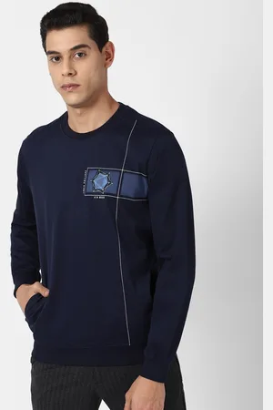 Louis Philippe Graphic Printed Pure Cotton Pullover Sweatshirt