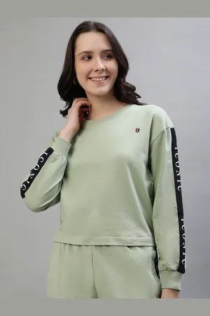 ICONIC Women Typography Printed Round Neck Cotton Pullover Sweatshirt