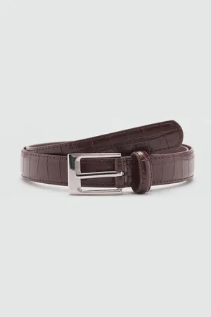MANGO Women Croc Textured Belt