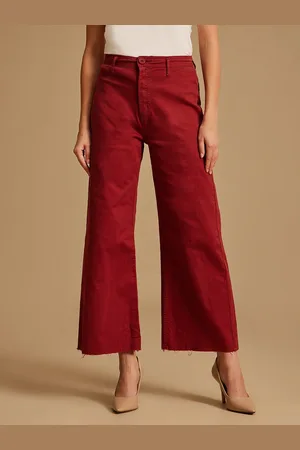 Kazo Women Maroon Flared High-Rise Clean Look Jeans