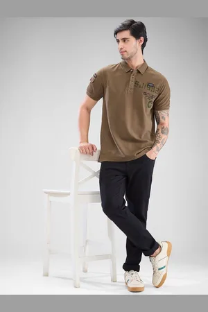 SPYKAR Men Graphic Printed Polo Collar Slim Fit T-shirt