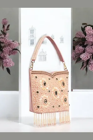 EXOTIC Embellished Jute Purse Clutch