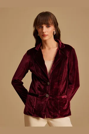 Kazo Women Velvet Single-Breasted Blazer