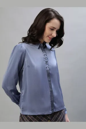 ICONIC Women Spread Collar Solid Casual Shirt