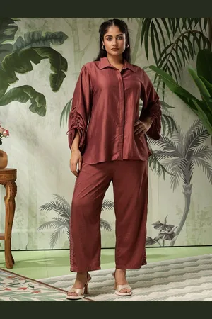 Bani Women Embroidered Plus Size Shirt With Trousers Co-Ords