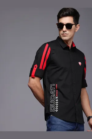 DUCATI Typography Printed Pure Cotton Casual Shirt