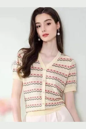 Stylecast Women Horizontal Striped V-Neck Top
