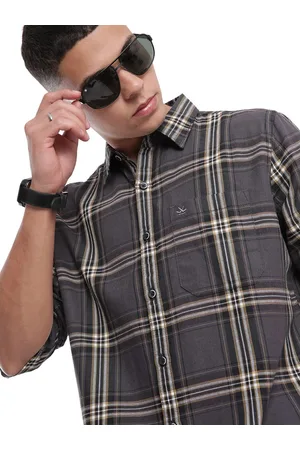 WROGN Men Comfort Spread Collar Tartan Checked Cotton Casual Shirt