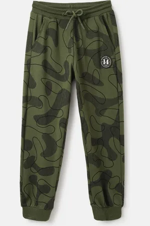 Blue Giraffe Boys Abstract Printed Cotton Mid-Rise Joggers