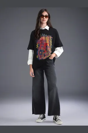 Flying Machine Women Wide Leg High-Rise Light Fade Stretchable Jeans