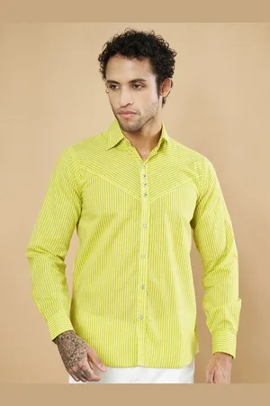 FABRIC FITOOR Men Relaxed Spread Collar Vertical Striped Cotton Casual Shirt