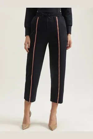 ICONIC Women Straight Fit High-Rise Cotton Trousers