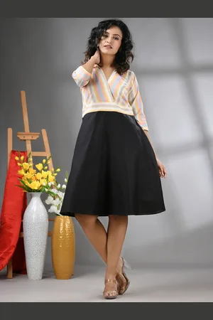 Charukriti Striped Cotton Fit & Flare Dress
