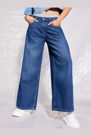 FREAKINS Women Straight Fit High-Rise Checkered Cotton Jeans