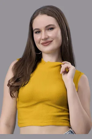 Friskers Women High Neck Cotton Crop Top