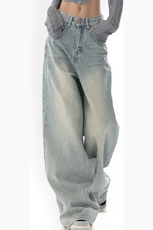 LULU & SKY Women Wide Leg Heavy Fade Jeans