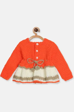 CHUTPUT Girls Colourblocked Pure Wool Fit and Flare Dress