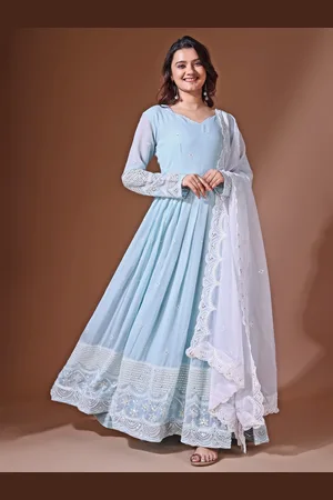 Ethnic Yard Women Ethnic Motifs Embroidered Thread Work Anarkali Kurta