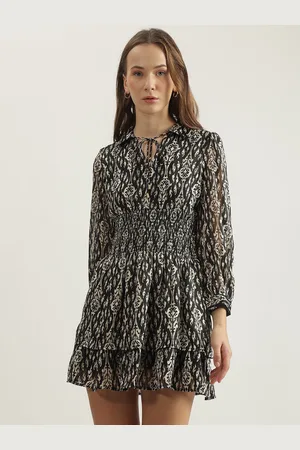 Elle Women Cotton Printed Fit & Flare Mini Dress