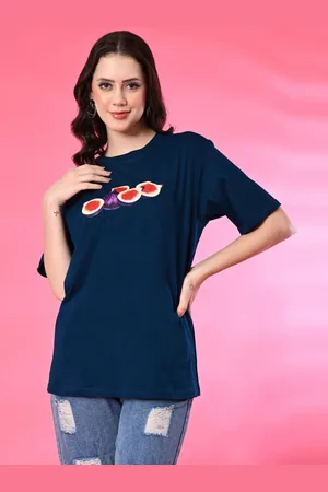 Funday Fashion Women Printed Applique T-shirt
