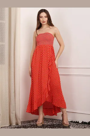 DEBONATELLA Women Tropical Print Off-Shoulder Crepe A-Line Maxi Dress