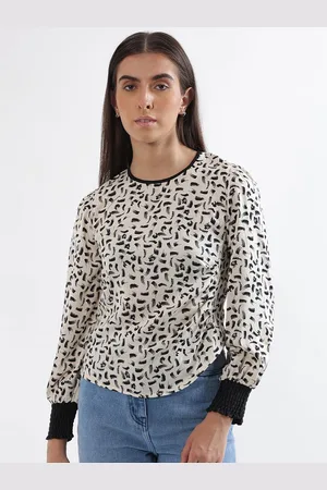 Elle Women Abstract Printed Round Neck Top