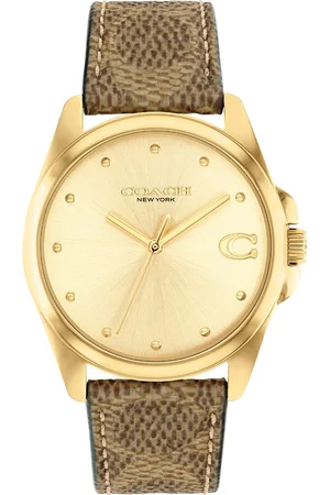 Coach Women Greyson Dial & Leather Textured Straps Analogue Watch 14504111