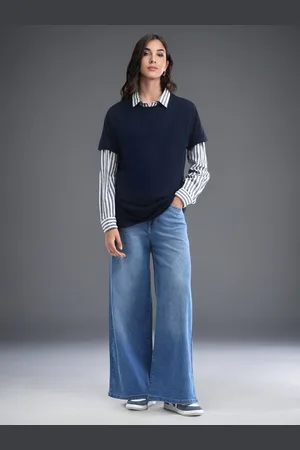 Flying Machine Women Wide Leg High-Rise Light Fade Stretchable Jeans