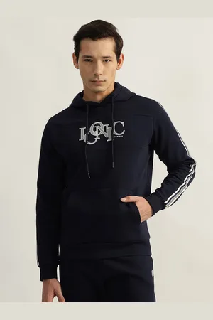 ICONIC Men Embroidered Hooded Cotton Sweatshirt