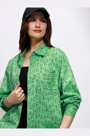 Tokyo Talkies Women Printed Button Down Full Slleve Shirt
