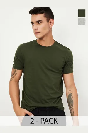 Max Collection Men Solid T-Shirt - Pack of 2