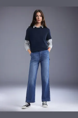 Flying Machine Women Straight Fit High-Rise Light Fade Stretchable Jeans
